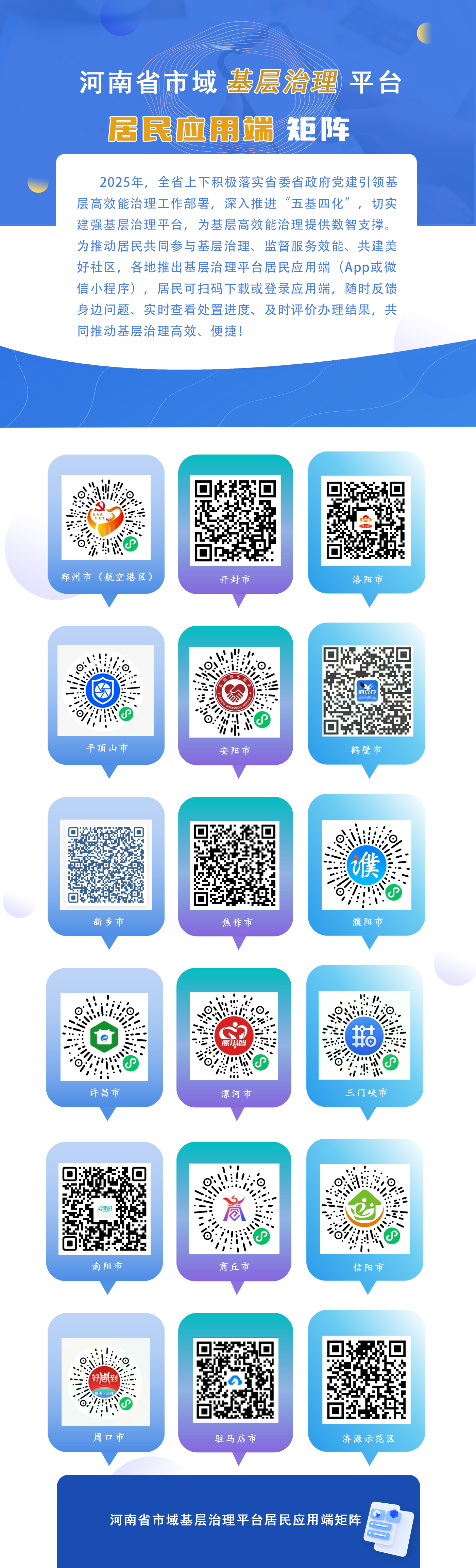 河南省市域基层治理平台居民应用端矩阵